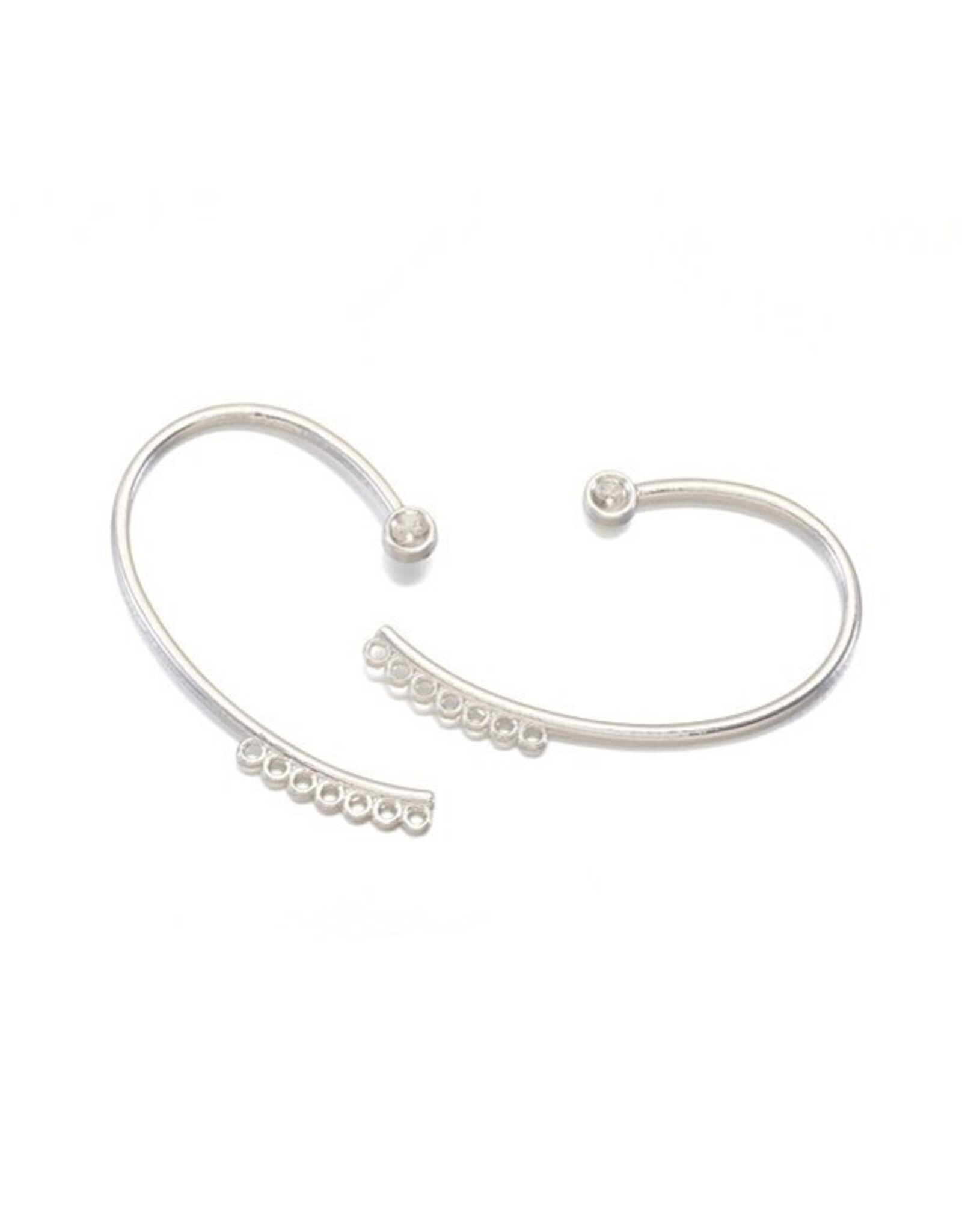 Ear Cuff with Rhinestone 60x30mm x2