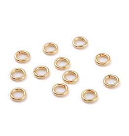 Jump Ring 6mm Stainless Steel 18k Gold Plated 21g  x50  NF
