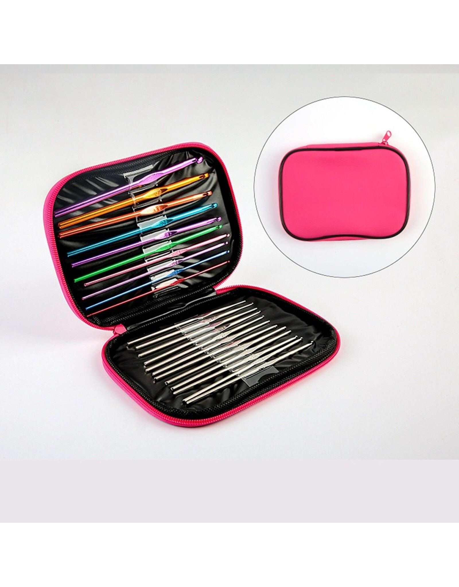 Crochet  Needle Set Multi Colour With Random Colour Case   x22 pieces