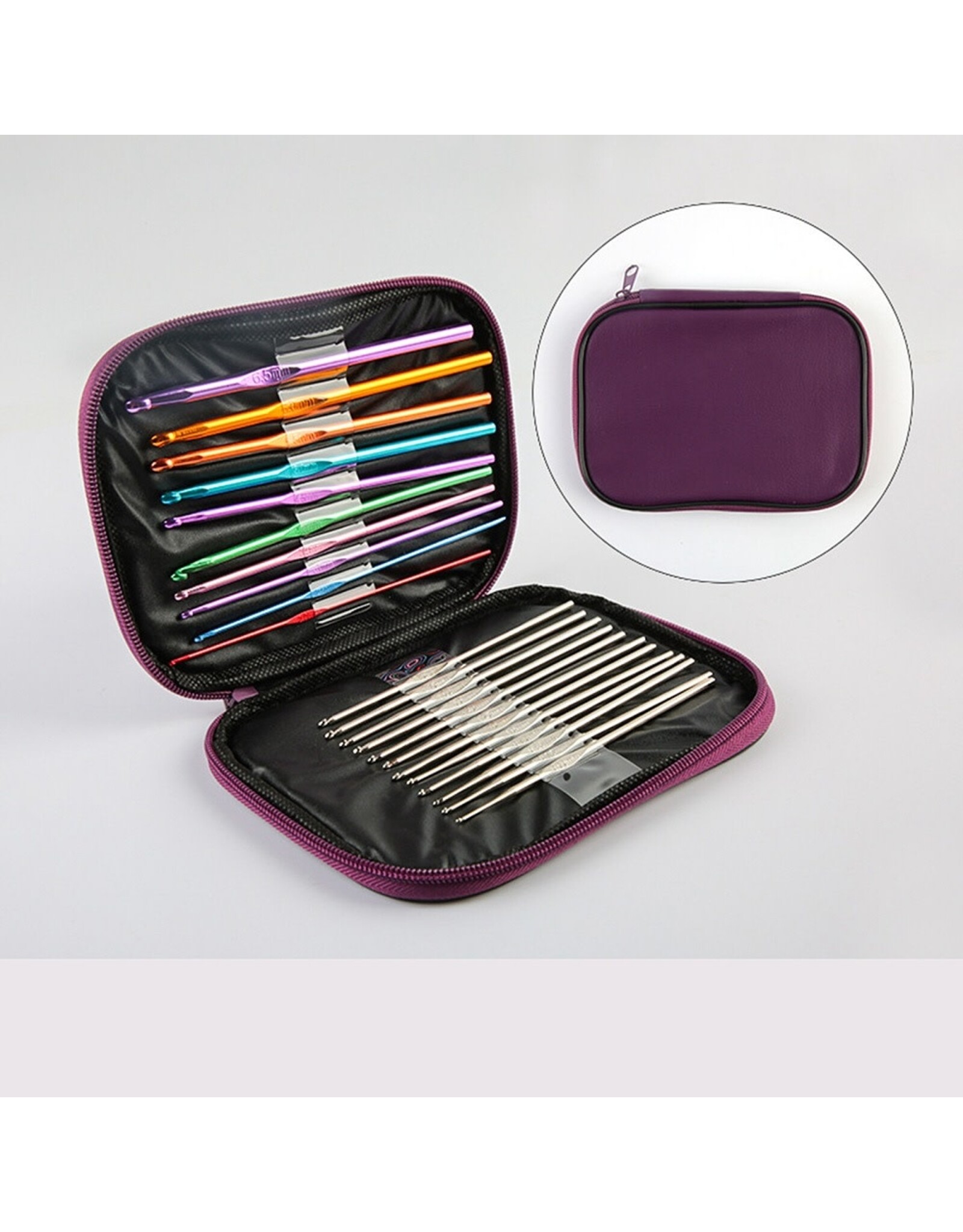 Crochet  Needle Set Multi Colour With Random Colour Case   x22 pieces