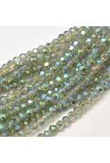 4mm Round  Transparent Sea Green AB  x80