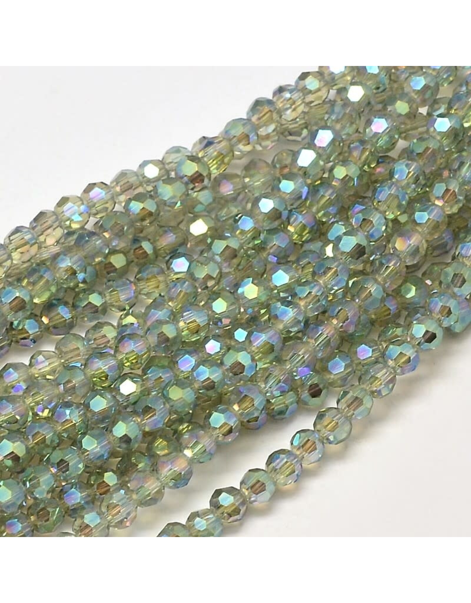 4mm Round  Transparent Sea Green AB  x80