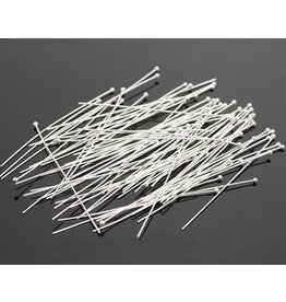 Headpin with 1.5mm Ball  1.5” 24g  Silver  NF