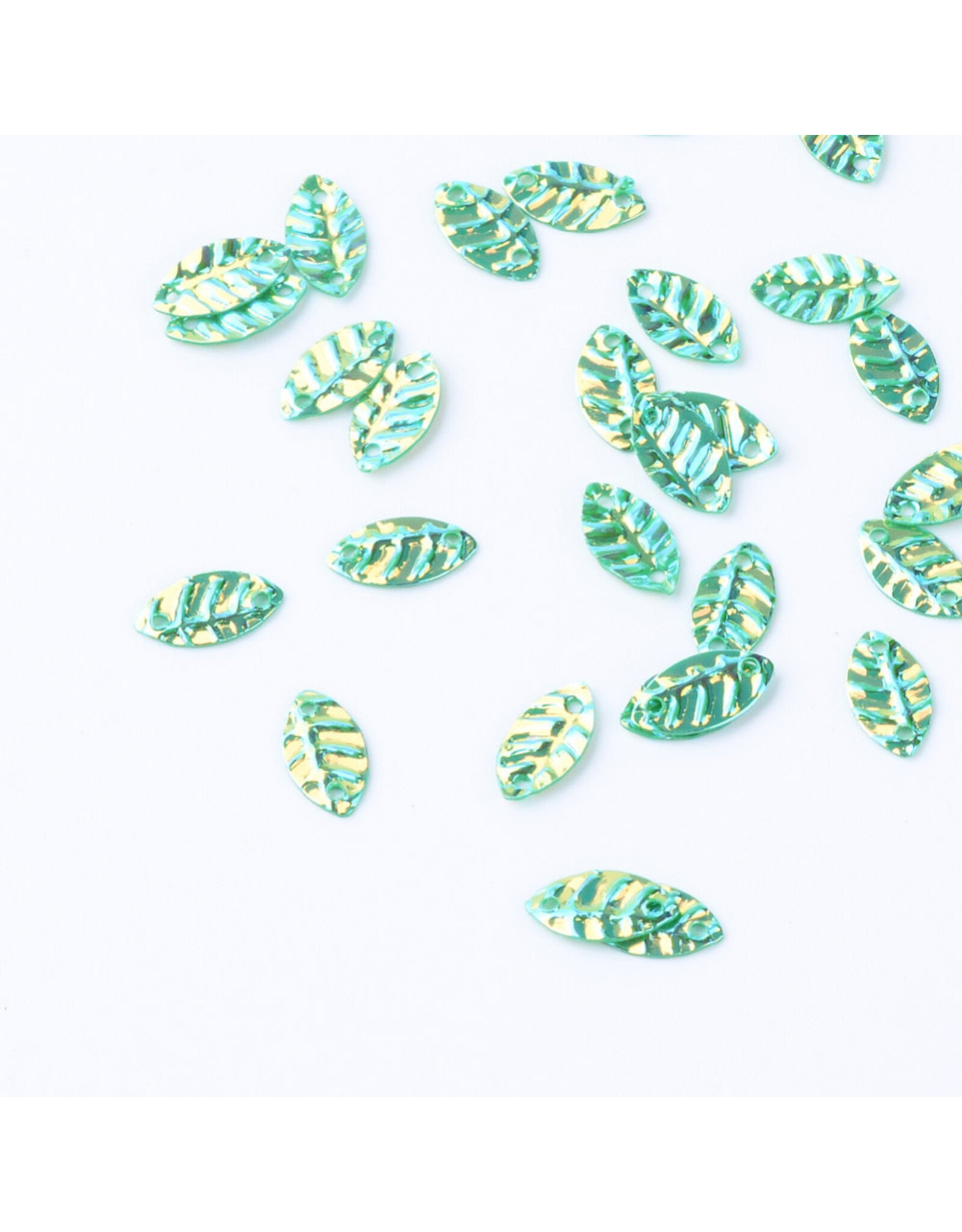 9x5mm Flat Leaf Sequin 3g  Green AB