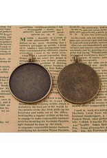 Round Pendant Cabochon Setting  52x43mm Antique Silver NF x1 set