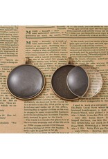 Round Pendant Cabochon Setting  52x43mm Antique Silver NF x1 set
