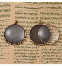 Round Pendant Cabochon Setting  52x43mm Antique Silver NF x1 set