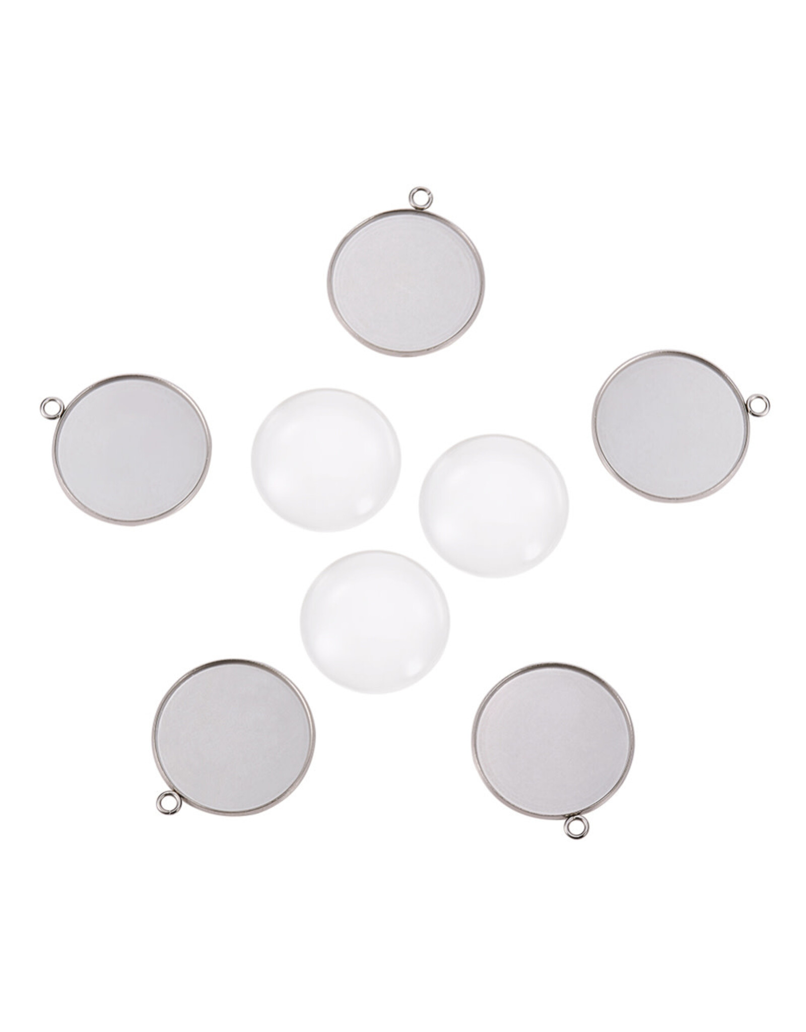 Round Pendant Cabochon Setting  36x31mm Stainless  Steel NF x1 set