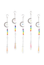 Suncatcher Antique Silver Moon Chakra Crystal 280mm     x1 Random