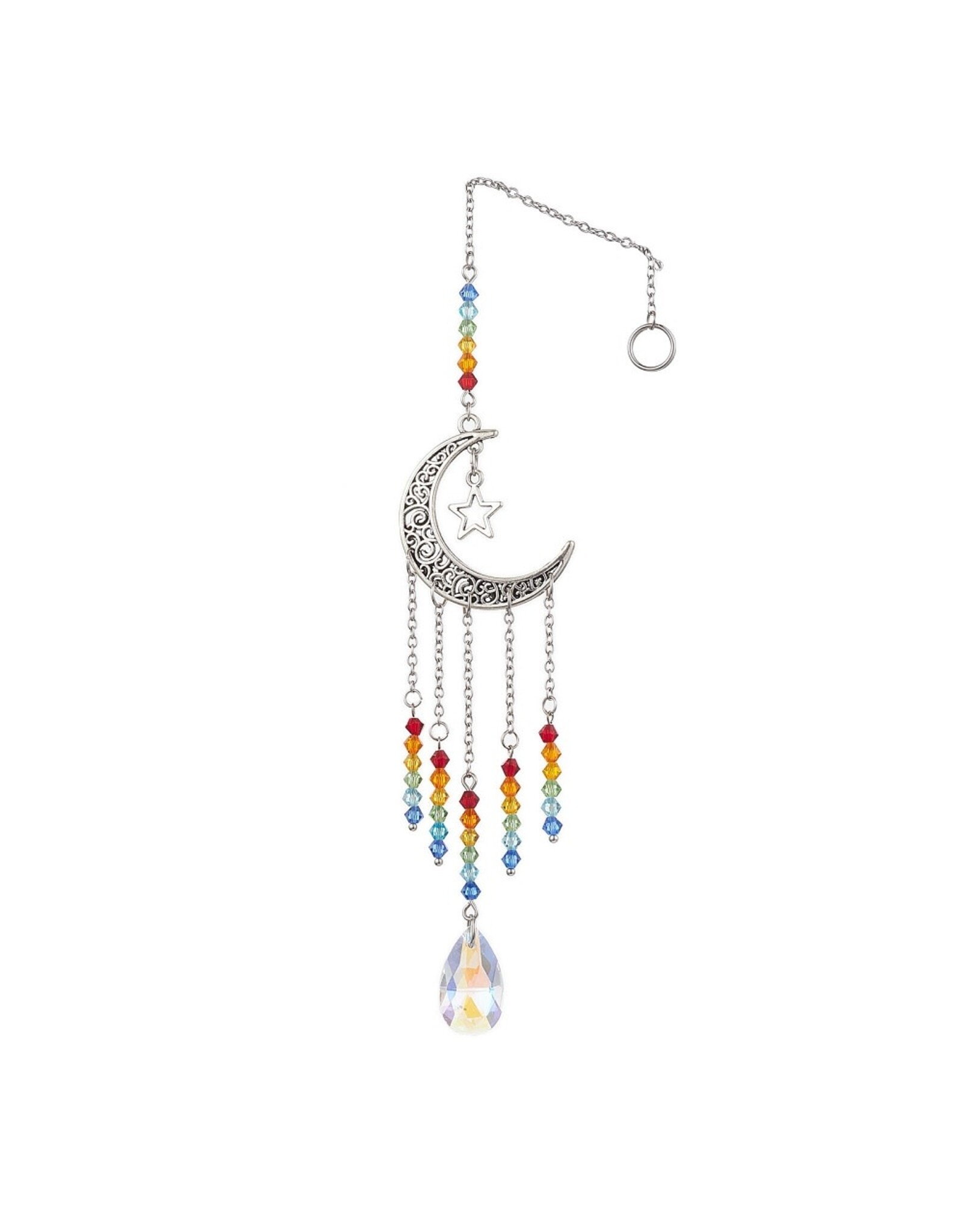 Suncatcher Antique Silver Moon Chakra Crystal 236mm     x1
