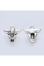 Cattle Skull 17mm Antique Silver x6  NF