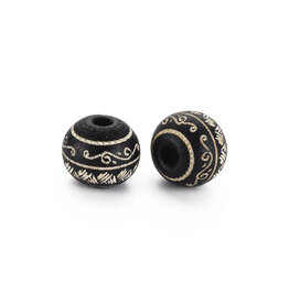 Wood 10mm Black Patterned x25