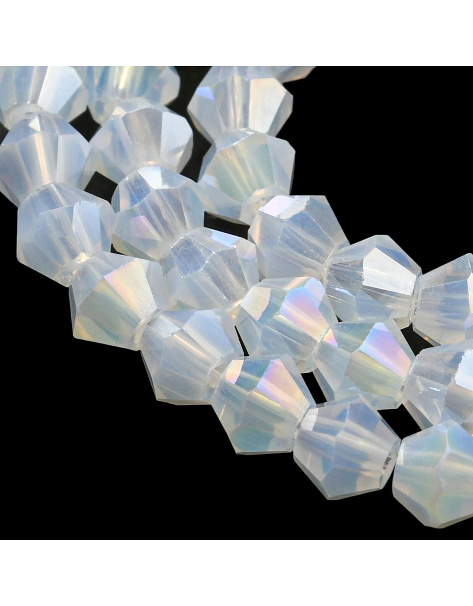 4mm Bicone White Opal  AB x80