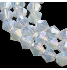 4mm Bicone White Opal  AB x80