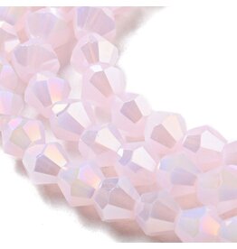 4mm Bicone Pink Opal AB  x80