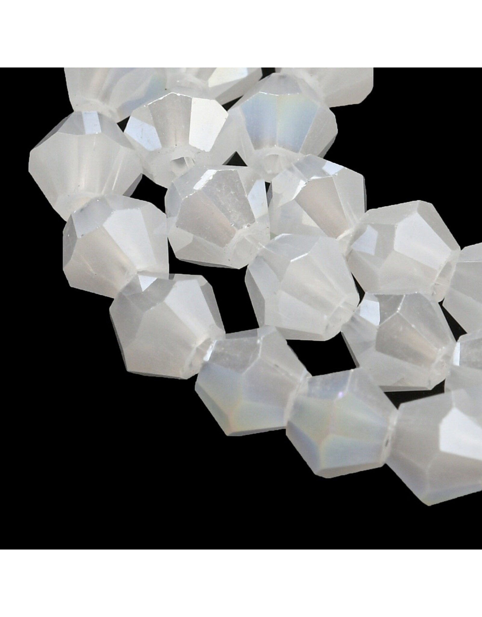 4mm Bicone White Opal AB  x80