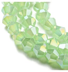 4mm Bicone Green Opal AB  x80