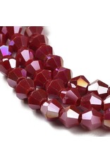 4mm Bicone Opaque Dark Red  AB  x80