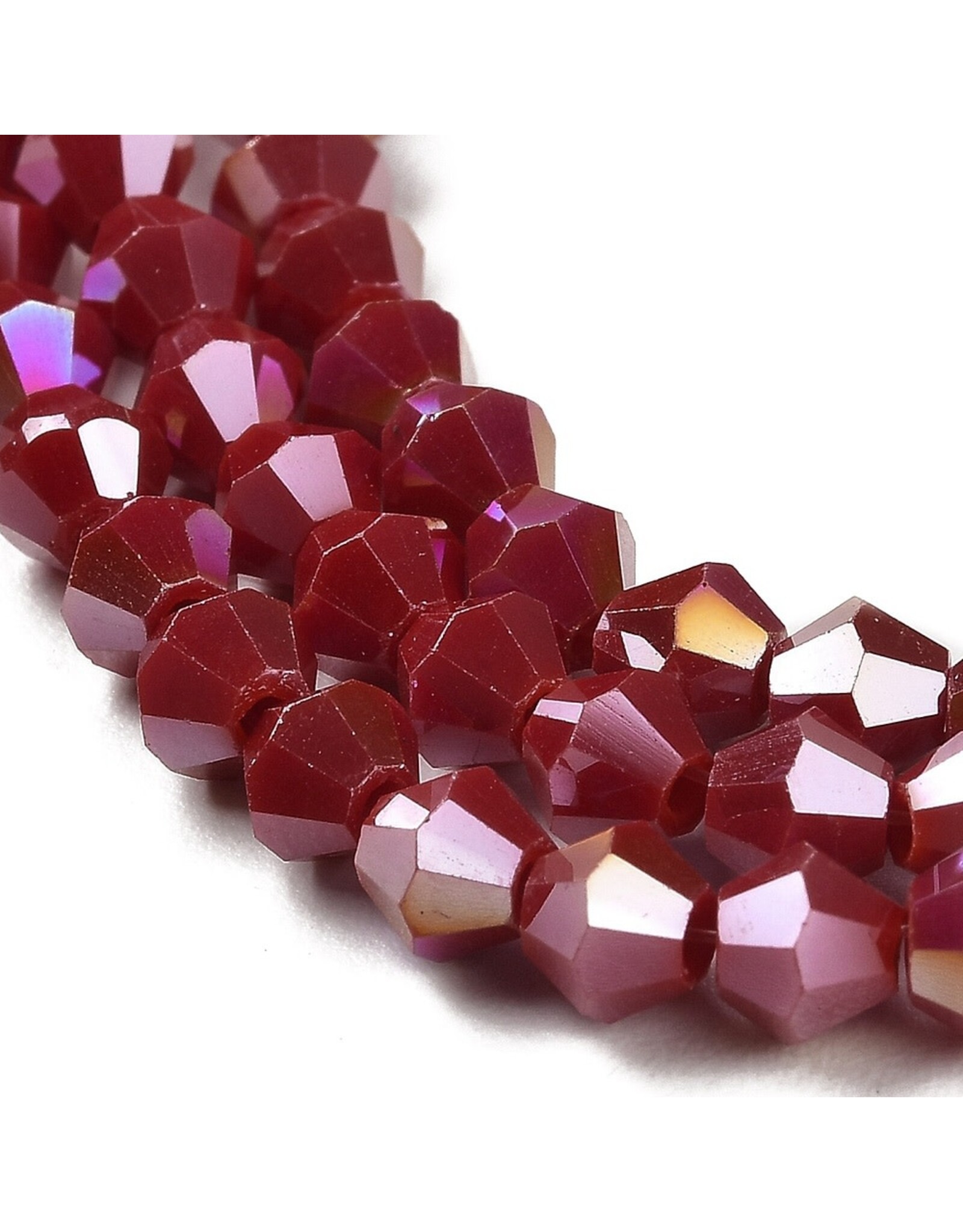 4mm Bicone Opaque Dark Red  AB  x80