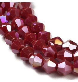 4mm Bicone Opaque Dark Red  AB  x80