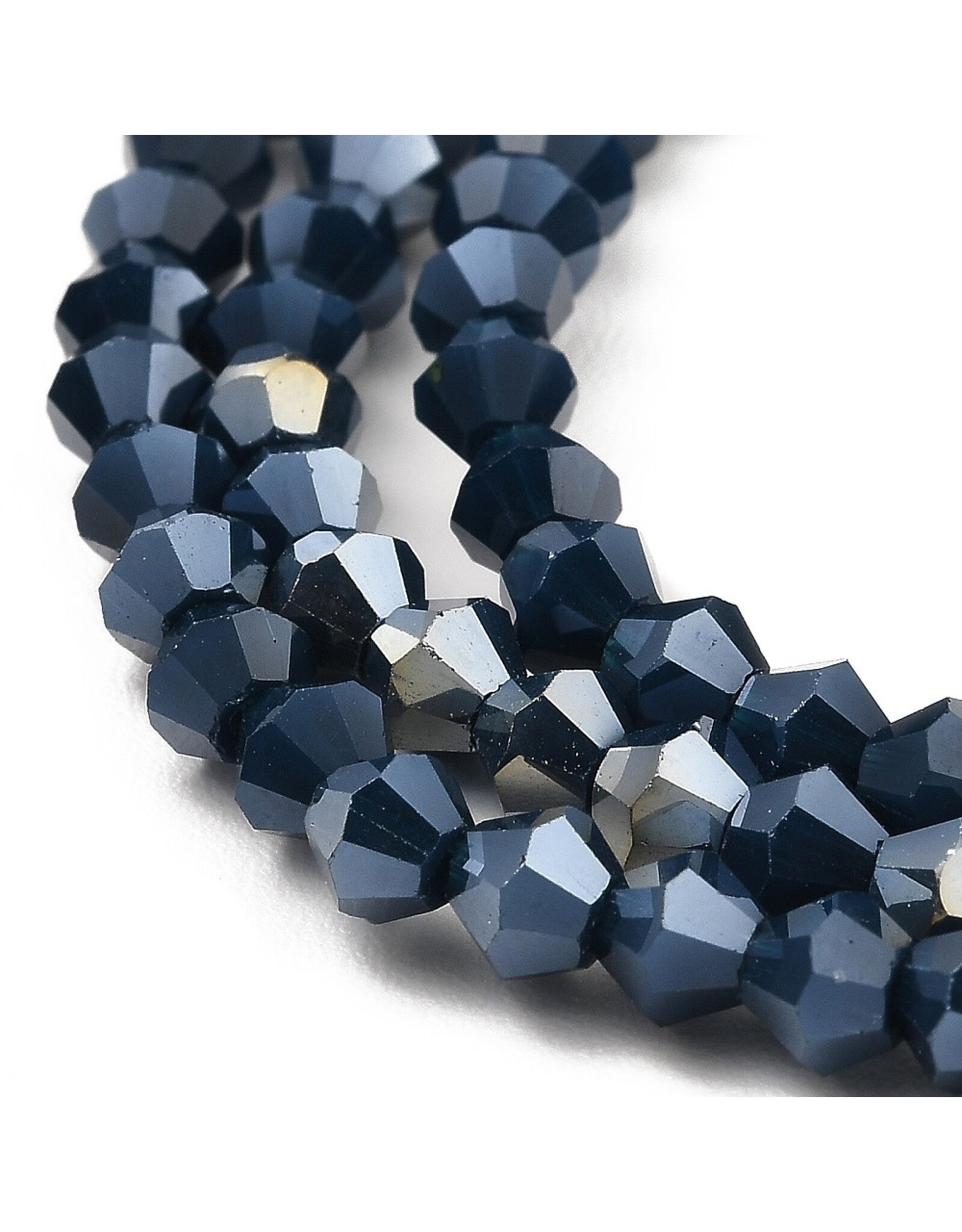 4mm Bicone Opaque Prussian Blue AB  x80