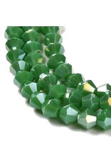 4mm Bicone Opaque Dark Green AB  x80