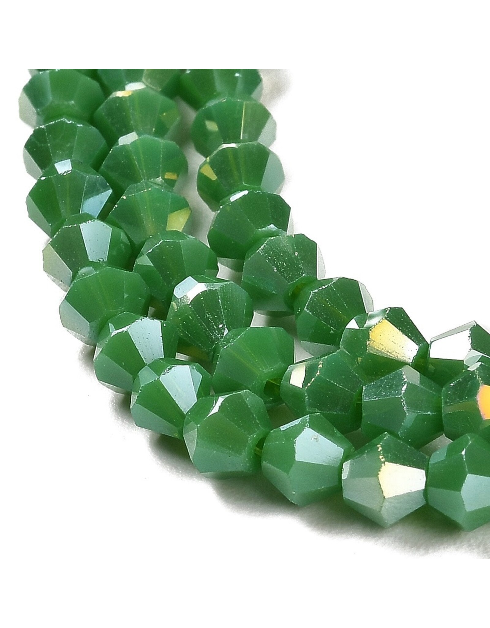 4mm Bicone Opaque Dark Green AB  x80