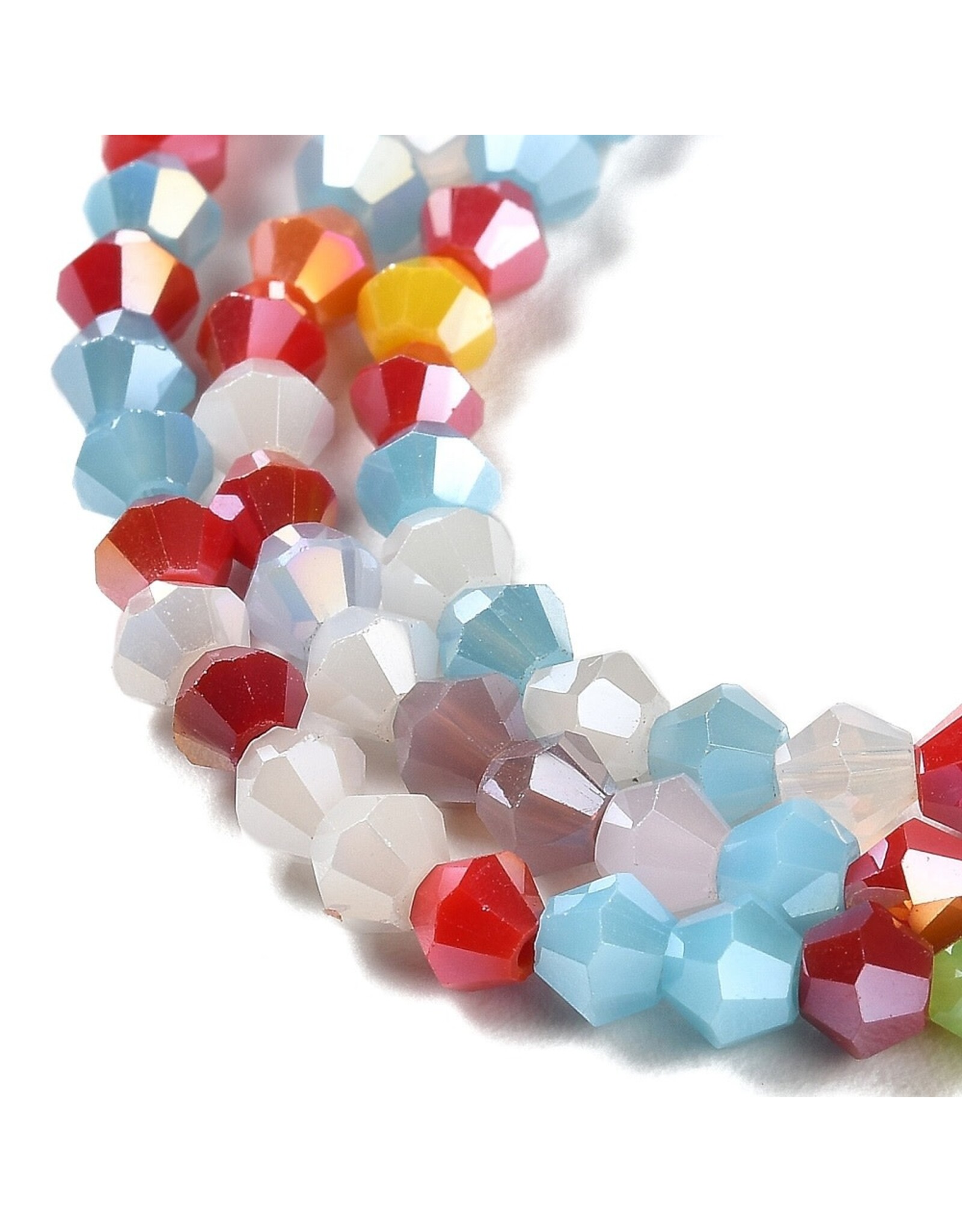 4mm Bicone Opaque Multi Colour AB  x80
