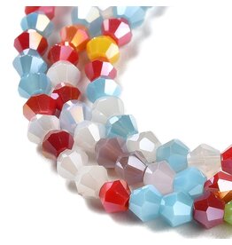 4mm Bicone Opaque Multi Colour AB  x80