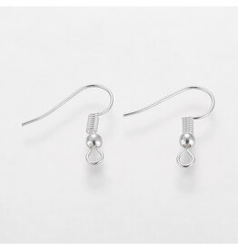 Ear Wire Ball & Spring 18x.8mm  Silver Grade ''A'' NF