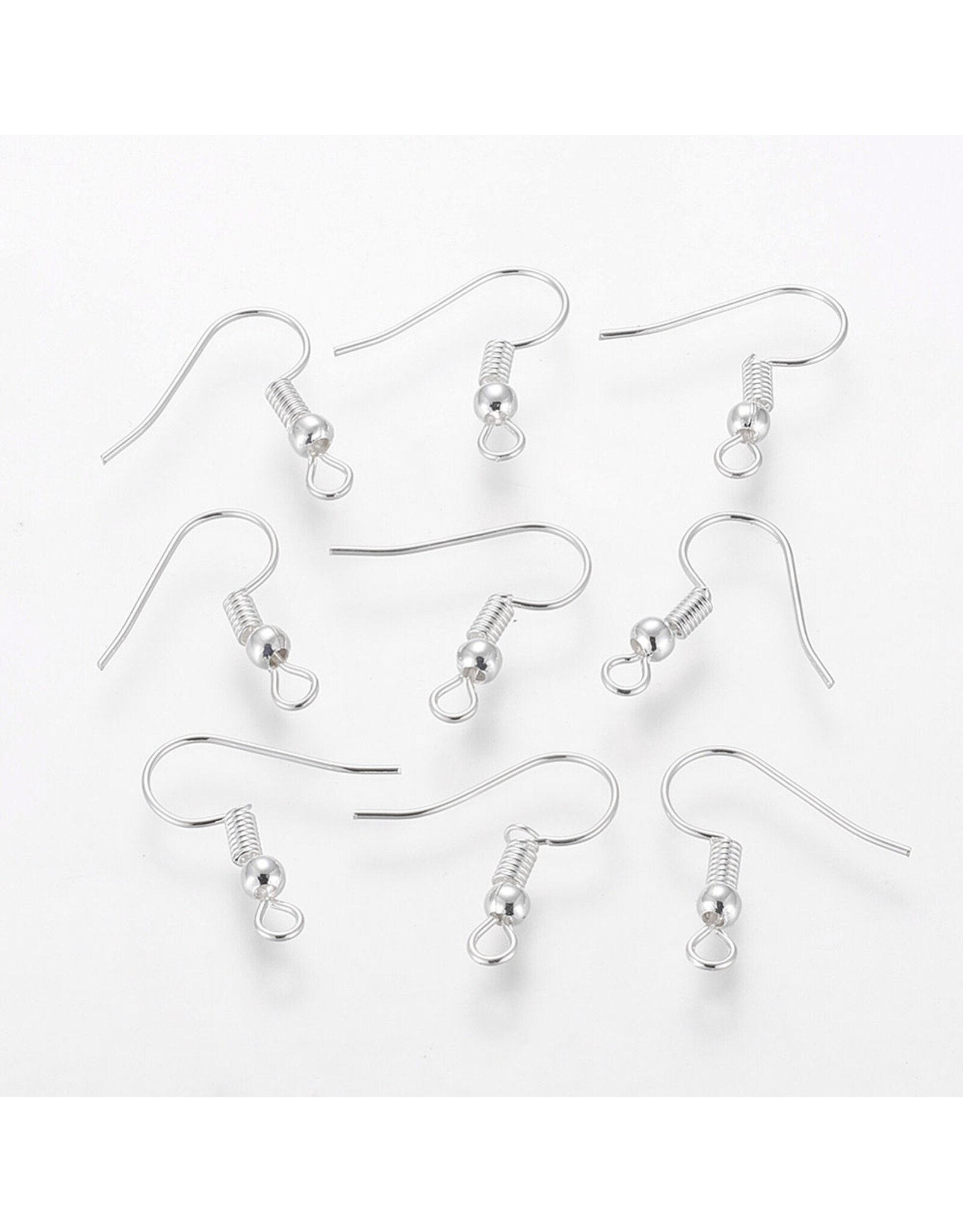 Ear Wire Ball & Spring 18x.8mm  Silver Grade ''A'' NF x50