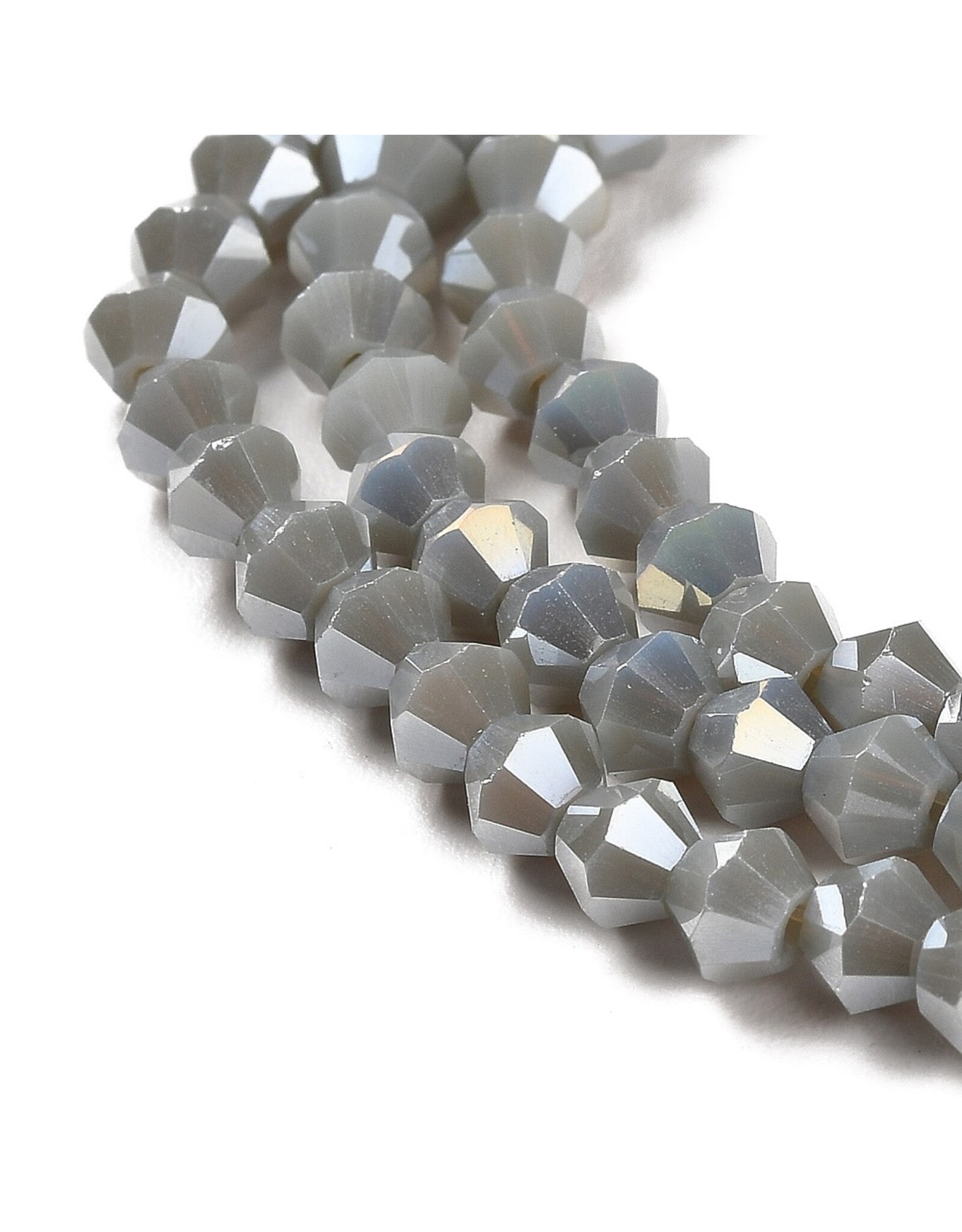4mm Bicone Opaque Grey AB  x80