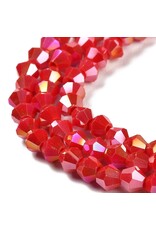 4mm Bicone Opaque Red AB  x80
