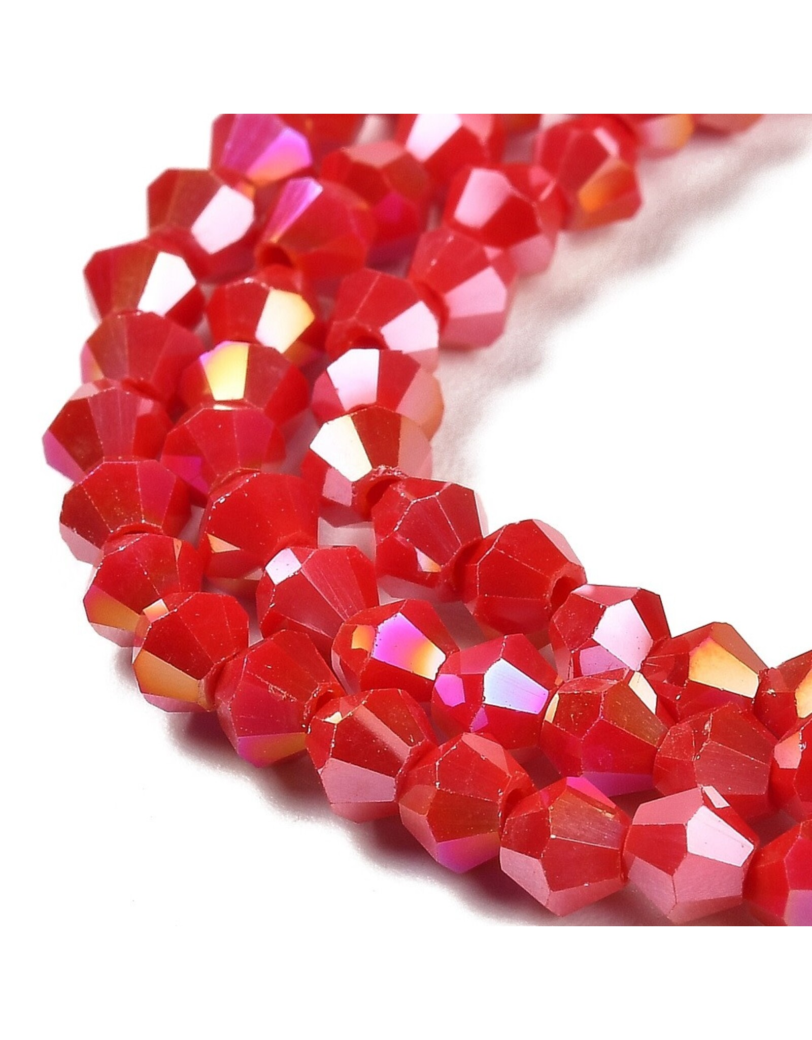 4mm Bicone Opaque Red AB  x80