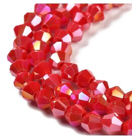 4mm Bicone Opaque Red AB  x80