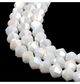 4mm Bicone Opaque White AB  x80