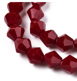 6mm Bicone Opaque Red  x45