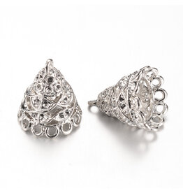 23x20mm Bead Cap Tassel  Antique Silver x2