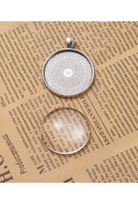 Round Pendant Cabochon Setting 30mm Antique Silver NF x1 set