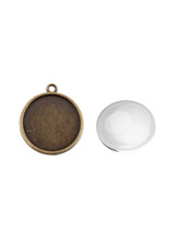 Round Pendant Cabochon Setting 20mm Antique Brass NF x2 sets