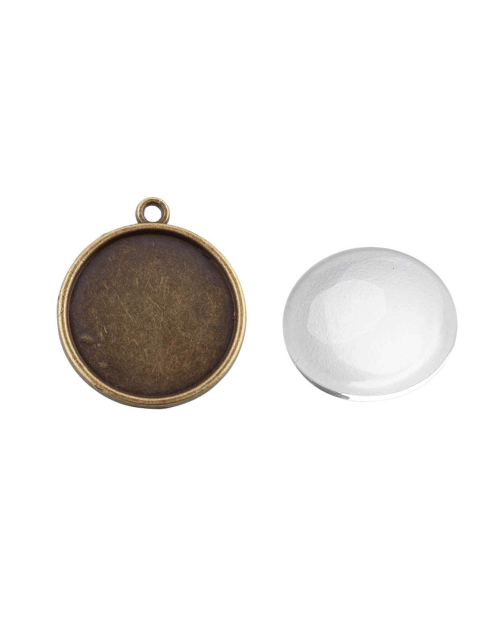Round Pendant Cabochon Setting 20mm Antique Brass NF x2 sets