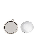Round Pendant Cabochon Setting 18mm Antique Silvers NF x2 sets