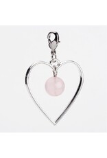 Heart With Rose Quartz  Zipper Pull  48x30mm Platinum x1