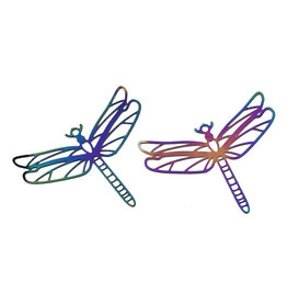 Filigree Dragonfly Pendant Stainless Steel  22x30mm Rainbow x2