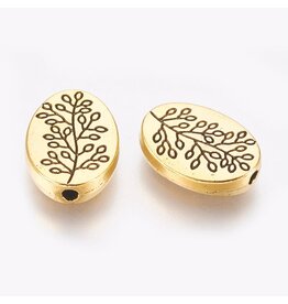 Branch Bead 14x10mm Antique Gold  x10 NF