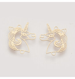 Unicorn Link 18mm Brass x2   NF Gold