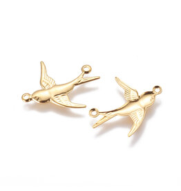 Swallow Link Stainless Steel Gold  17x19mm  1 to 1  x6  NF