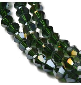 6mm Bicone Dark Green AB  x45