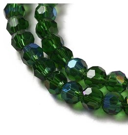 4mm Round  Transparent Forest Green AB  x85