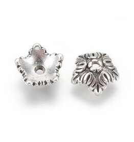 10mm Bead Cap 5 Petal Antique Silver  x20  NF